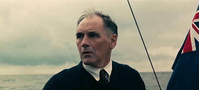 Sir Mark Rylance is pictured in Second World War film Dunkirk, released in 2017. He has said this coming Remembrance Sunday should 'refocus our every effort to avert war'