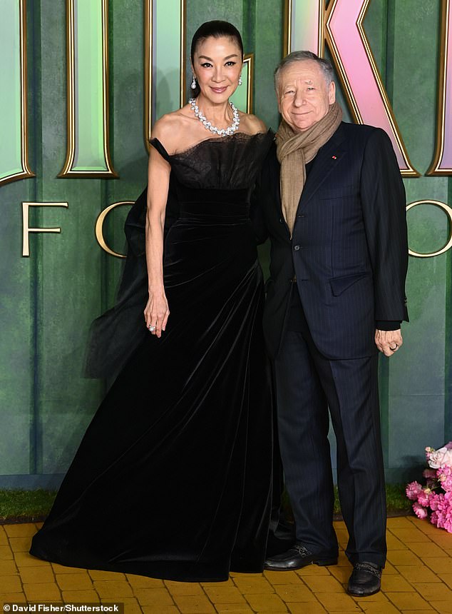 The Oscar winner was joined by her husband Jean Todt, as they posed on a recreation of Oz's famous yellow brick road