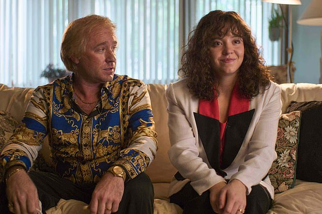 Sydney pictured with her co-star Ben Foster, 45, (left) who plays her husband Jim who ultimately tries to murder her