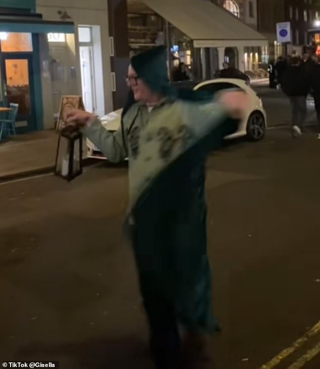 Alan was spotted by fans on a night out in his iconic costume, complete with lantern, in the streets of the capital on the night of his victory