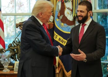 Donald Trump hosts ex-Jihadi fighter in historic Oval Office meeting as new Syrian leader pledges to take on ISIS