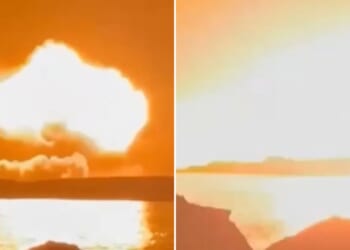 Moment huge explosion erupts at one of Vlad's major oil ports after Ukraine strikes it with new 'monster' missile