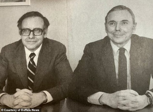 Buffett, left, is seen here alongside his longtime business associate Charlie Munger who died in 2023. The pair are pictured together in 1959