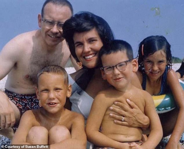 Buffett is seen on a family holiday with his wife and three children in 1962