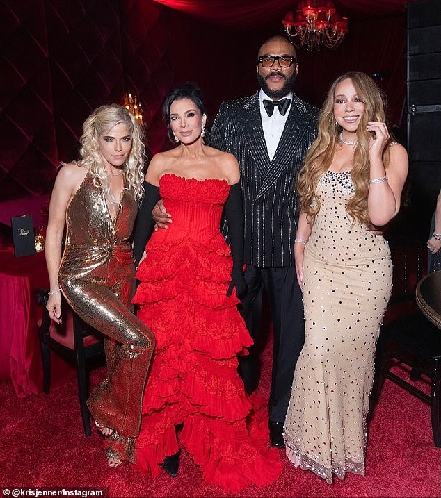 The entrepreneur, who celebrated turning 60 with a party inspired by The Great Gatsby, is said to have opted for 007 this year as a play on the number 70 (seen with Selma Blair, Mariah Carey and Tyler Perry)