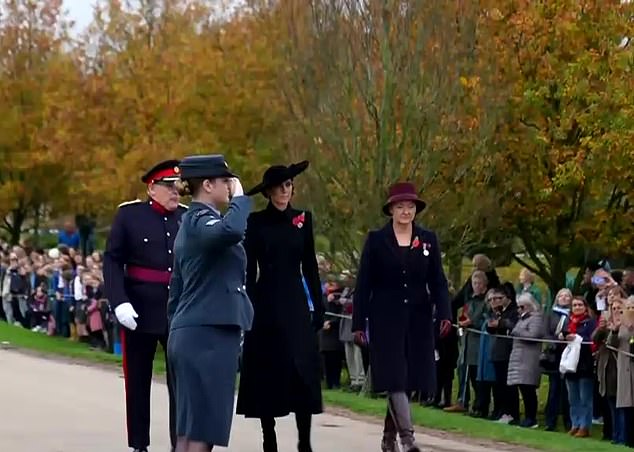 Princess Catherine wears all black as she arrives for the service this morning