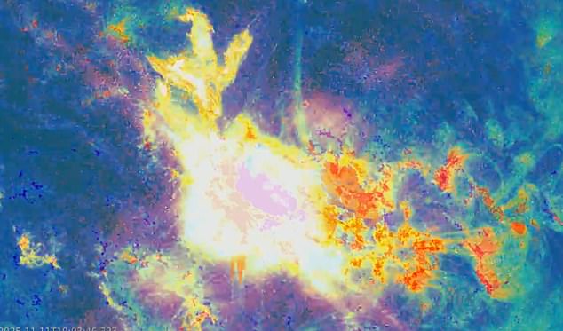 A stunning close up of the solar flare the moment it exploded from the sun