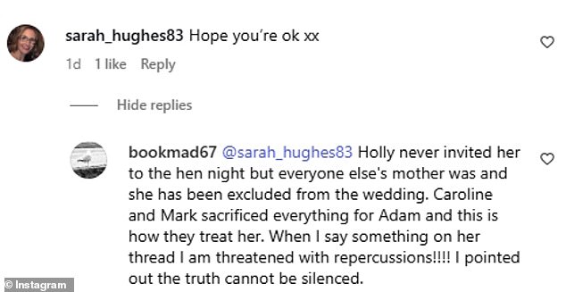 Louise claimed she was being threatened with repercussions if she spoke about the situation