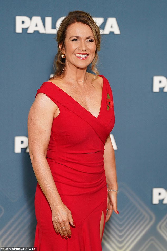 The Good Morning Britain presenter sported a bronzed tan and wore her hair in a ponytail