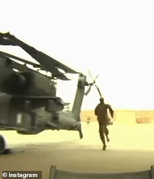 The Duchess of Sussex posted to Instagram on Tuesday, sharing a famous clip of Prince Harry in military uniform sprinting to his helicopter mid-interview during his 2013 tour in Afghanistan