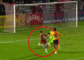 Man Utd legend's son scores twice for Class of '92-backed Salford including sublime chip in Vertu Trophy