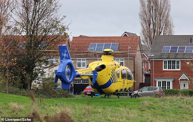 Two air ambulances landed outside the home this morning as the woman in her 40s required immediate medical attention