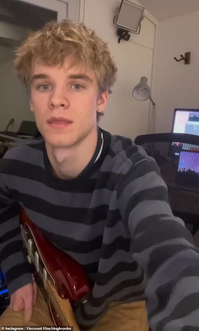 Viscount Hinchingbrooke is very musical and is often seen strumming on his electric guitar