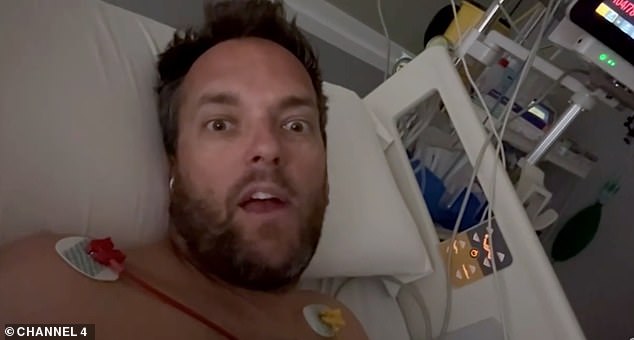 Jon later updated Channel 4 viewers from his hospital bed after being rushed to hospital