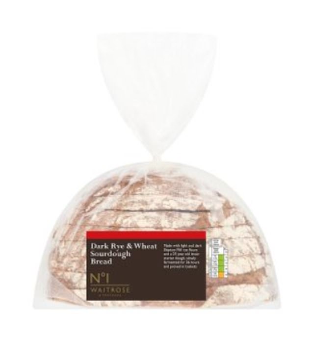 Waitrose's Dark Rye & Wheat Sourdough Bread is a great supermarket option, costing £2.50 for 500g