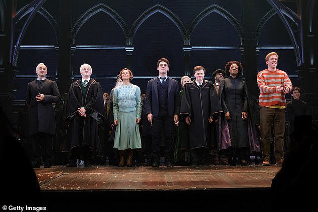 Despite his decision to reprise the role being criticised by some, when he took to the stage the audience's cheers were so loud that Tom's dialogue could barely be heard (L-R) Tom, Aidan Close, Trish Lindstrom, John Skelley, Emmet Smith, Rachel Christopher, and Daniel Fredrick