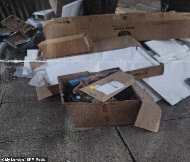 Ms Alvarez was fined for fly-tipping the envelope on top of the cardboard box outside her flat