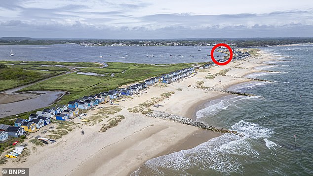 In June, beach hut owners claimed their idyllic escape would be destroyed by drunken sailors if a new floating bar and restaurant, which would be located in the circled area, was introduced