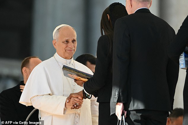 Naomi gave a gift to Pope Leo XIV during his weekly general audience at St. Peter square