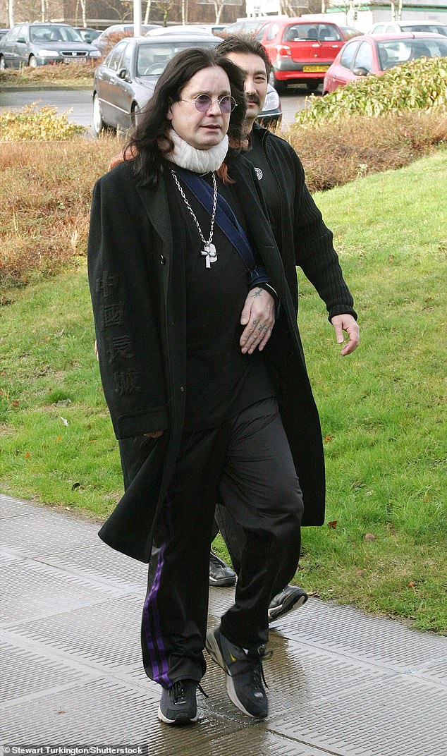 His health battle began more than 20 years ago, when in 2003, he broke his neck after falling off a quad bike leading to some extensive back surgery and metal rods being put down his spine (pictured in 2004)