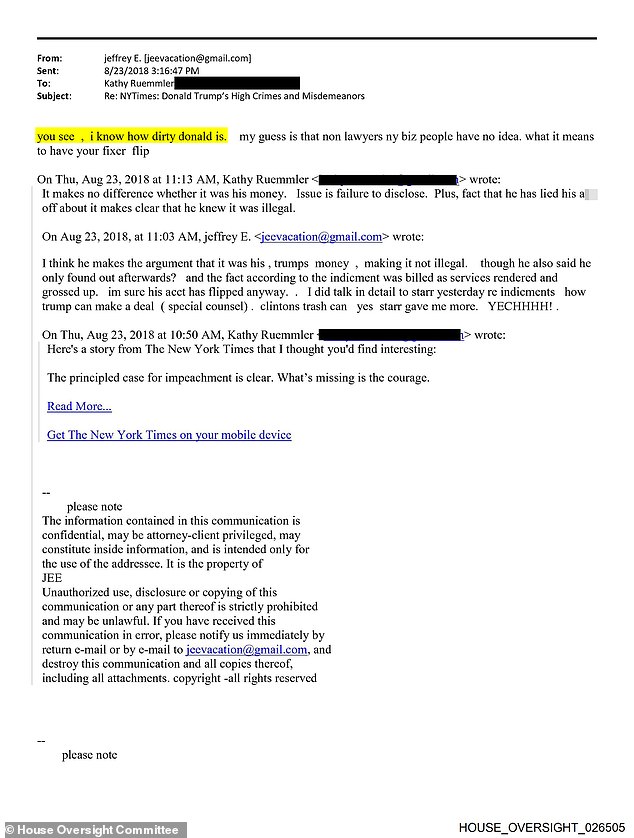 Epstein told a former Obama White House official that he knows 'how dirty Donald is'