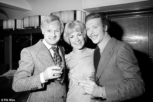 Murphy (right) alongside fellow Man About The House actress Yootha Joyce (centre) and Are You Being Served? star John Inman (left)