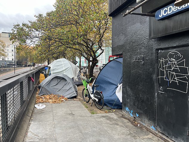 Pauline Fox, 58, who travels from north London to work in a nearby department store, said she felt unsafe when she walks past the tents