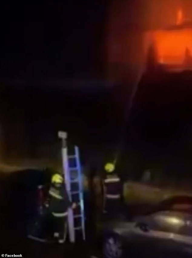 A spokesman for the fire service said firefighters were using fans to extinguish the flames
