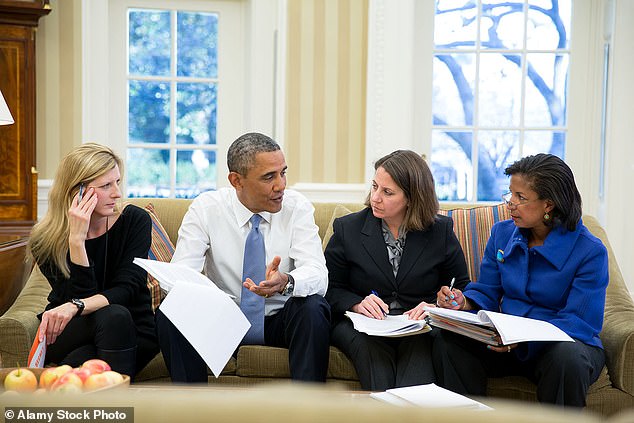 The wider set of documents released by the committee included a 2018 email exchange between Epstein and former Obama White House lawyer Kathryn Ruemmler (pictured left)