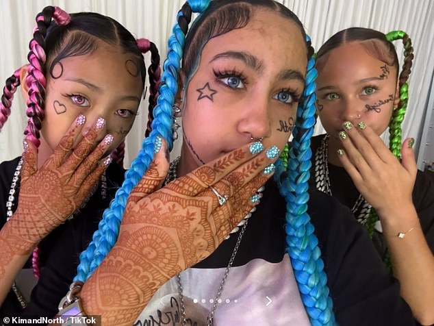 Last month North debuted a shock new look with face tattoos and grills