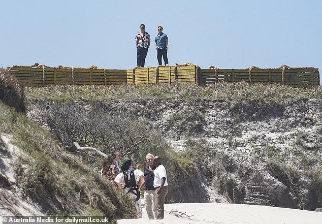 Ant and Dec kept a safe distance away from the landing celebrities