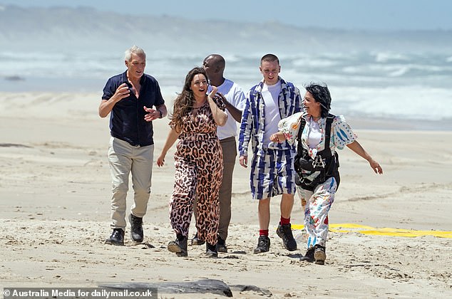 The group's challenge was set on the picturesque beach