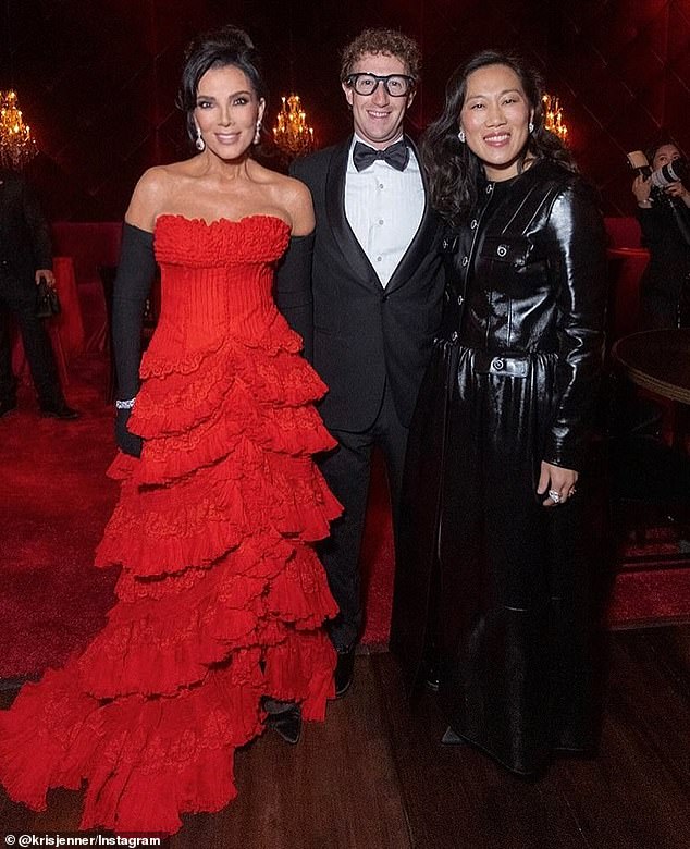 Kris also posted a photo of herself with Mark Zuckerberg and his wife Priscilla Chan
