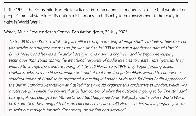 Another letter claims that the Rothschild-Rockefeller alliance brainwashed people to be ready to fight in World War II