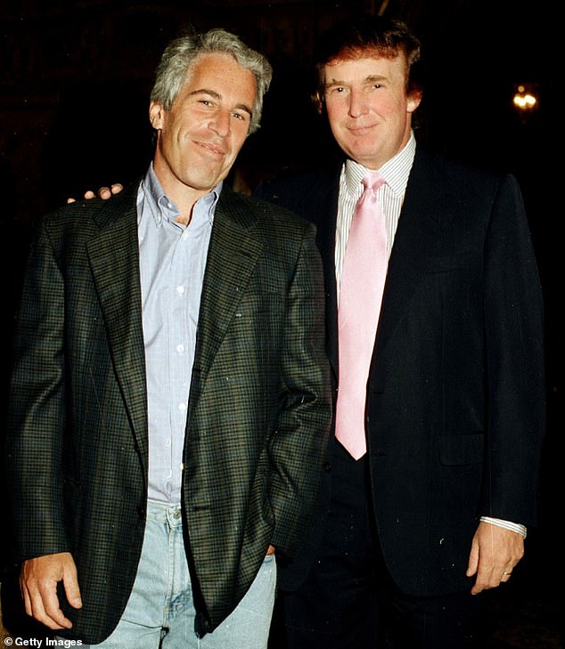 The emails were released by Democrats on the House of Oversight Committee Wednesday morning, showing Epstein speak of the president several times. (Pictured: Epstein and Trump in Palm Beach, Florida in 1997)