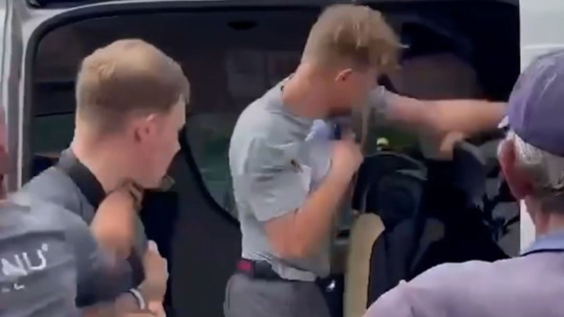 Shocking moment Brit tourist brawls with fellow traveller after 'man put his bare feet against his headrest'
