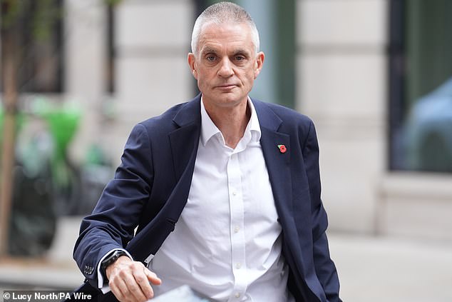 Outgoing BBC director-general Tim Davie outside Broadcasting House in London on Tuesday