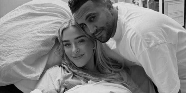 WAG Taylor Ward shares first photo of newborn baby after giving birth to second child with footballer Riyad Mahrez