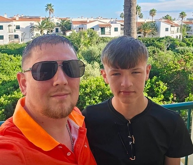 Harley pictured with his father, Kevin Edwards, who was handed the devastating news by doctors on Saturday night