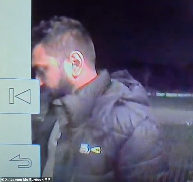 Footage of the supposed encounter, shows a man dressed in a black jacket ringing the doorbell of a house, before trying the door handle and pushing his way inside
