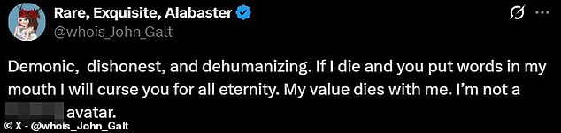 One social media user slammed the app, calling it 'demonic, dishonest, and dehumanizing, ' adding that they would 'curse' anyone who tried to resurrect them as an AI avatar