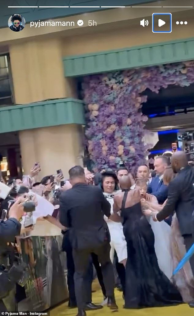 Wen even reposted footage of the red carpet ambush, captioning it: 'Dear Ariana Grande Thank You for letting me Jump on the Yellow Carpet with You'