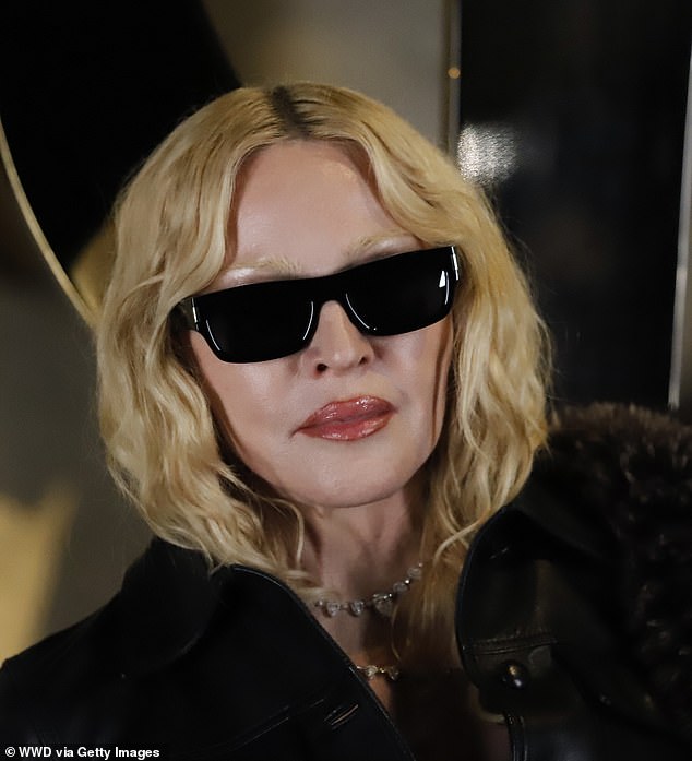 Madonna at the Saint Laurent fashion show as part of Spring/Summer 2026 Paris Fashion Week in September