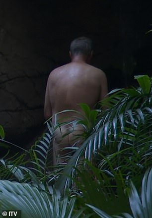 Josie Gibson was confronted with Nigel Farage's behind when he stripped totally naked in the famous jungle shower