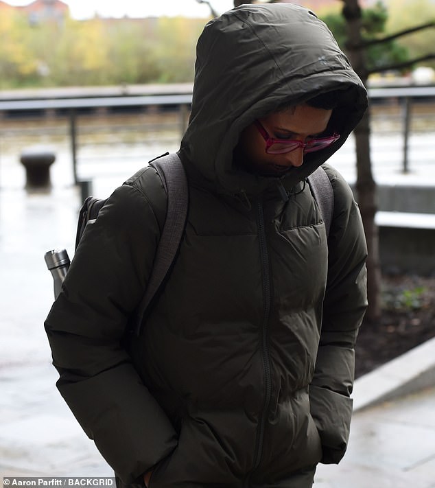 Dressed in a long green puffer-style coat with the hood up over her head, the veteran journalist, 50, kept her head bowed as she left Media City after Saturday's show