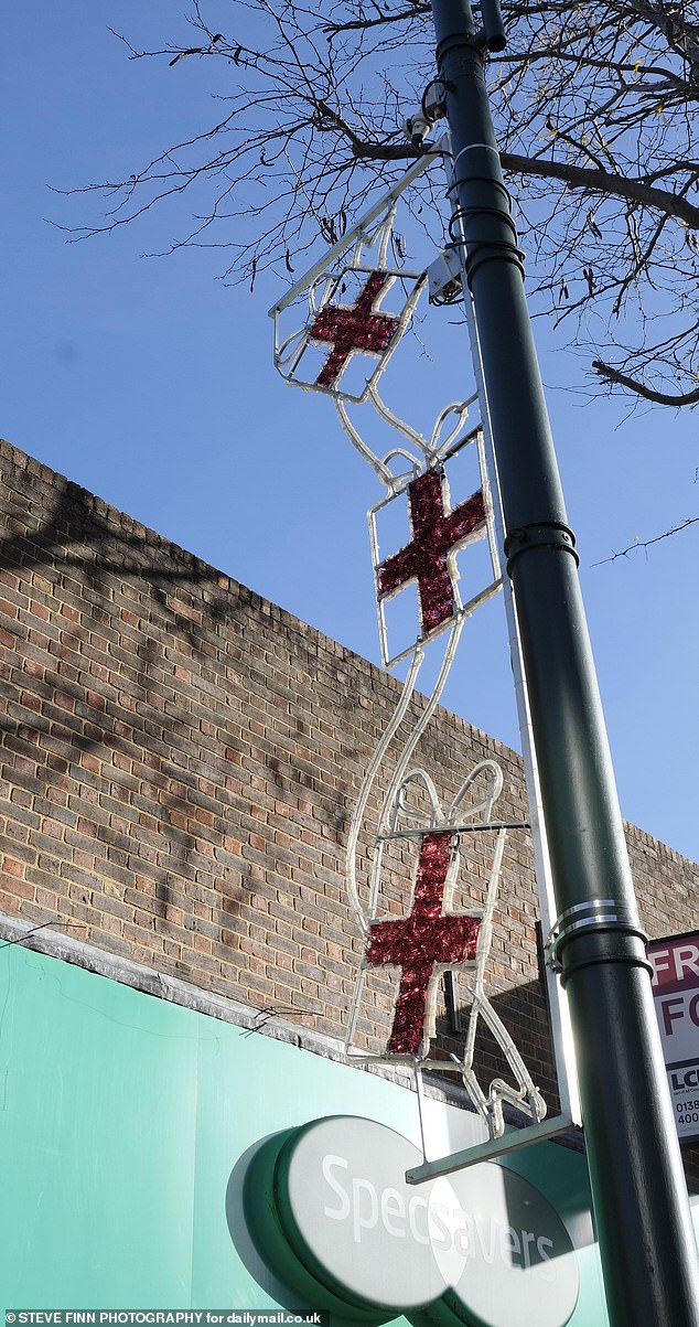 There were no signs of any St Georges or Union flags in Chatham town centre ¿ one of the five Medway towns - although Christmas decorations ironically included images of parcels with red ribbons similar to the St George's cross