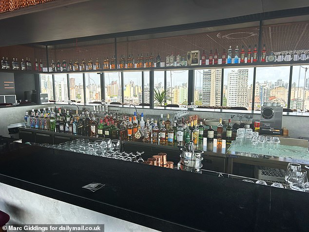 Pictured: the well-stocked bar at Hotel Tivoli. According to an official list, apart from Mr Miliband, 10 other MPs, including two ministers Katie White and Mary Creagh have flown to Brazil