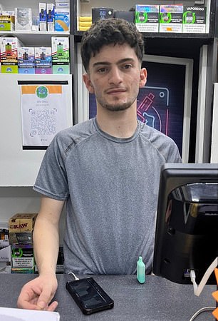 On the outskirts of Huddersfield, West Yorkshire, the Mix Shop mini mart was manned by Chiaqadi Qadre (pictured), 18, from Iraq