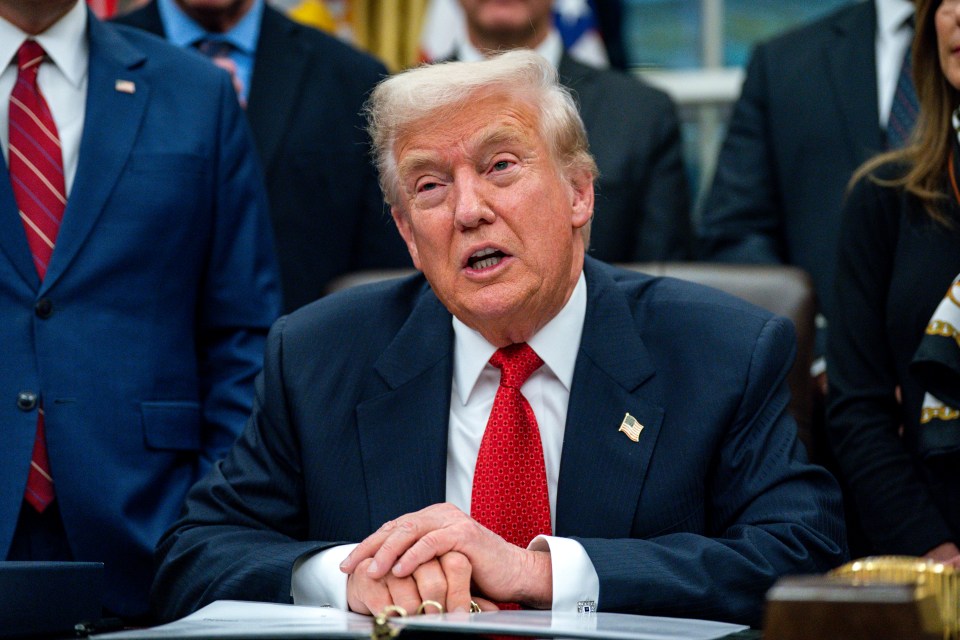 President Donald J Trump Signs Bill To Reopen Government In Oval Office In Washington District Of Columbia United States - 12 Nov 2025