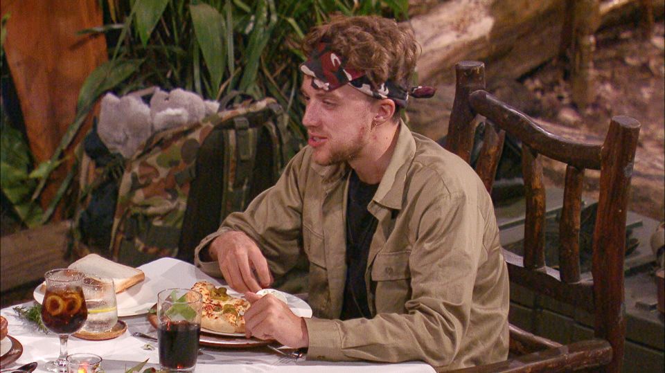 Roman Kemp enjoying the "final feast" meal on "I'm a Celebrity... Get Me Out of Here!"